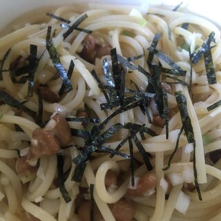 ネギとにんにくの納豆パスタ